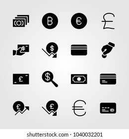 Bank icons set. Vector illustration credit card, coin, donate and pound sterling