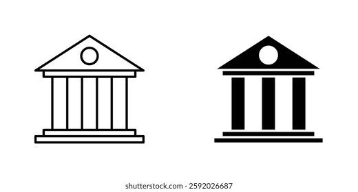 Bank icons. stroke line and black solid icons