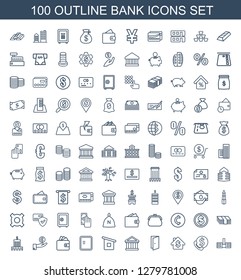 bank icons. Trendy 100 bank icons. Contain icons such as builidng, bank support, door, house builidng, atm, Wallet, hand on coin, money, dollar coin. bank icon for web and mobile.