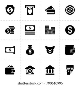 Bank icons. vector collection filled bank icons. includes symbols such as bank, credit card, credit card payment, atm, money shield. use for web, mobile and ui design.
