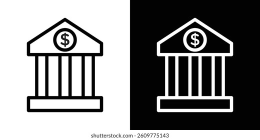 Bank icons vector set in stroke line style