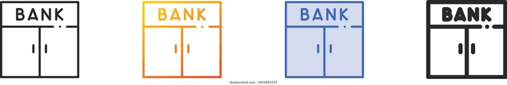 bank icon.Thin Linear, Gradient, Blue Stroke and bold Style Design Isolated On White Background