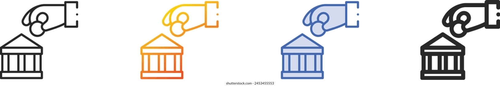 Banksymbol.Thin Linear, Gradient, Blauer Strich und fett Stil Design isoliert auf weißem Hintergrund
