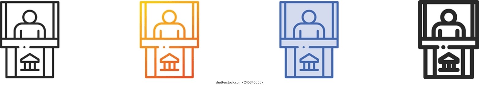 bank icon.Thin Linear, Gradient, Blue Stroke and bold Style Design Isolated On White Background