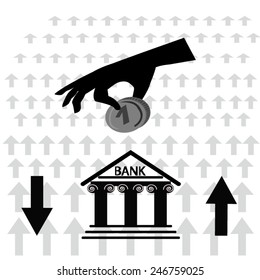 Bank illustration. Up and down arrows