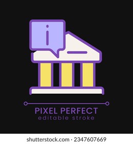 Bank information pixel perfect RGB color icon for dark theme. Saving account data. Financial consultation. Simple filled line drawing on night mode background. Editable stroke. Poppins font used