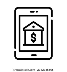 Bank inside mobile denoting concept icon of banking app, ready for premium use
