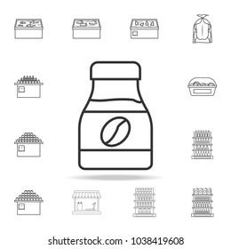 a bank of instant coffee icon. Detailed set of shops and hypermarket icons. Premium quality graphic design. One of the collection icons for websites, web design, mobile app on white background