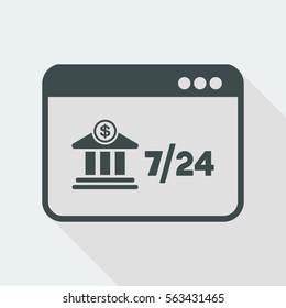 Bank institute online - 7/24 service - Vector flat icon