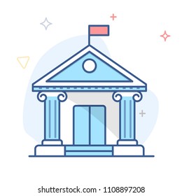 Bank, Institution Building Vector Linear Icon