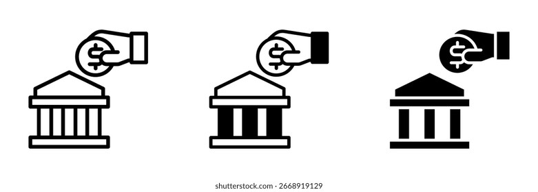Ilustração de vetor de estilo de ícone múltiplo da instituição bancária. Ilustração de vetor simples