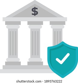 Bank Insurance Coverage Concept Vector Color Icon Design, Financial loss Protection Symbol on white background, Risk management Sign,