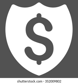 Bank Insurance vector icon. Style is flat symbol, white color, rounded angles, gray background.