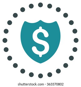 Bank Insurance vector icon. Style is bicolor flat circled symbol, soft blue colors, rounded angles, white background.