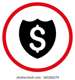 Bank Insurance vector icon. Style is bicolor flat circled symbol, intensive red and black colors, rounded angles, white background.