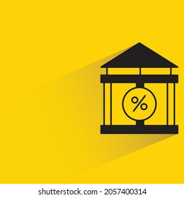 bank with interest percent on yellow background