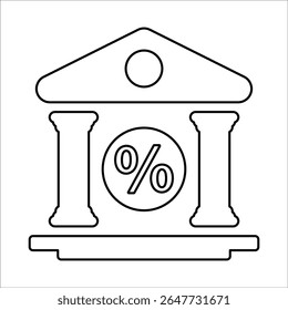 Ícone de taxa de juros bancária, gráficos de vetor de linha