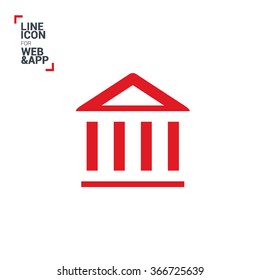 Bank isolated minimal single flat icon. Building line vector icon for websites and mobile minimalist flat design.