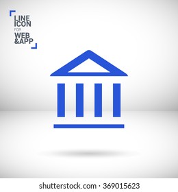 Bank isolated minimal single flat icon. Building line vector icon for websites and mobile minimalist flat design.