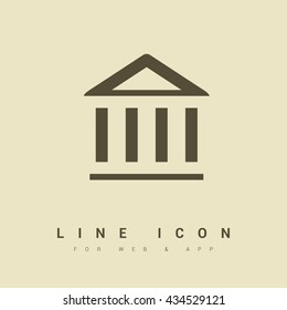 Bank isolated minimal single flat icon. Building line vector icon for websites and mobile minimalist flat design.