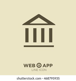 Bank isolated minimal single flat icon. Building line vector icon for websites and mobile minimalist flat design.