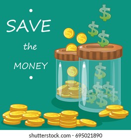 bank, jar, money,Save money, vector illustration