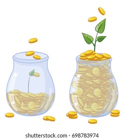 bank, jar, money,Save money, vector illustration, Monetary profit