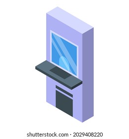 Icono de quiosco bancario vector isométrico. Información del equipo. Servicio de terminal