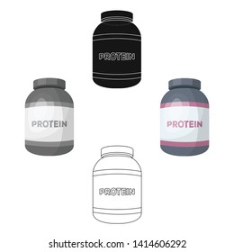 The Bank labeled protein. Sports supplements in nutrition for muscle growth.Gym And Workout single icon in cartoon,black style vector symbol stock illustration.