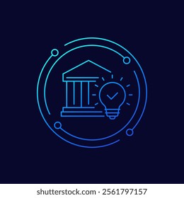 bank and light bulb icon, linear design