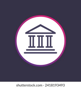 Bank line icon, banking sign vector graphics, outline building isolated on a white background. Suitable for Web Page, Mobile App, UI, UX and GUI design. eps 10.