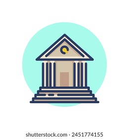 Bank line icon. Money, deposit, credit outline sign. Buildings and finance concept. Vector illustration symbol element for web design and apps