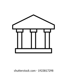 Bank Line Icon. University Linear Sign. Building With Columns Outline Symbol. Vector Isolated On White