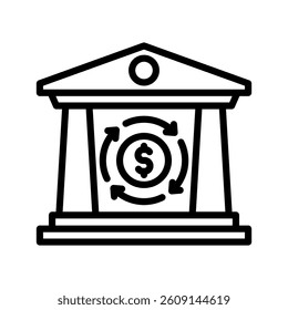 Bank Line Vector Illustration On White Background.