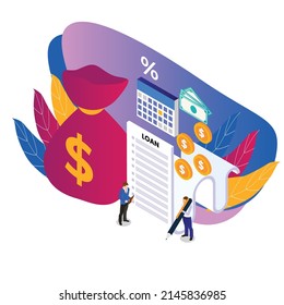 Bank loan approval isometric 3d vector illustration concept for banner, website, illustration, landing page, template, etc