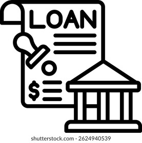 Ilustración vectorial de línea de ícono de préstamo bancario
