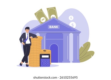 Bank Loan Illustration. Financial Lending, Credit Approval Concept. Illustrations for websites, landing pages, mobile apps, posters