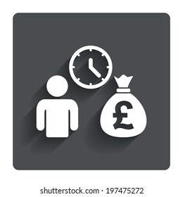 Bank loans sign icon. Get money fast symbol. Borrow money. Gray flat button with shadow. Modern UI website navigation. Vector