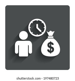 Bank Loans Sign Icon. Get Money Fast Symbol. Borrow Money. Gray Flat Button With Shadow. Modern UI Website Navigation. Vector