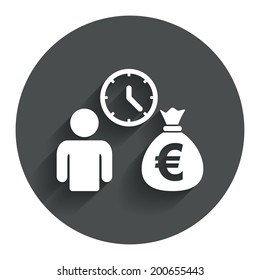 Bank Loans Sign Icon. Get Money Fast Symbol. Borrow Money. Circle Flat Button With Shadow. Modern UI Website Navigation. Vector