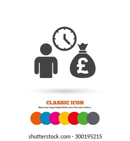 Bank Loans Sign Icon. Get Money Fast Symbol. Borrow Money. Classic Flat Icon. Colored Circles. Vector