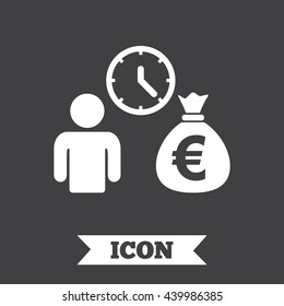 Bank loans sign icon. Get money fast symbol. Borrow money. Graphic design element. Flat bank loans symbol on dark background. Vector