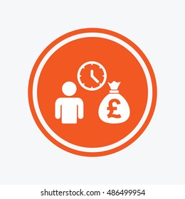 Bank loans sign icon. Get money fast symbol. Borrow money. Graphic design element. Flat bank loans symbol on the round button. Vector