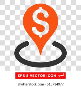 Bank Location EPS vector pictograph. Illustration style is flat iconic bicolor orange and gray symbol.