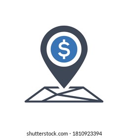 Bank location flat vector icon