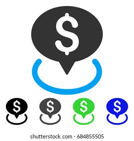 Bank Location flat vector illustration. Colored bank location gray, black, blue, green icon versions. Flat icon style for graphic design.