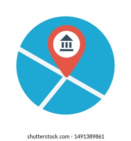 bank location glyph flat vector icon