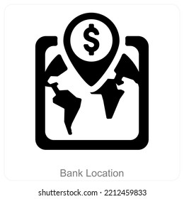 Bank Location and location icon concept
