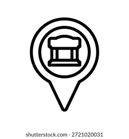 Ícone de local do banco, gráficos de Vetor de Linha