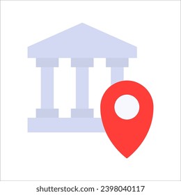 Icono de ubicación del banco, ilustración del vector sobre fondo blanco